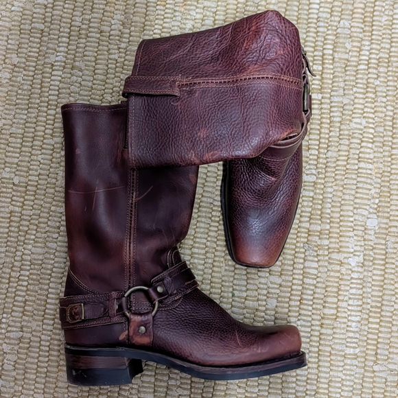 FRYE harness leather mid boots 8.5 - Picture 2 of 16